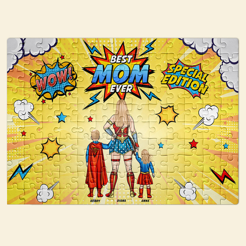 “Best Mom Ever - Superhero Edition” - Customized Jigsaw Puzzle for Moms, Perfect Gift for Mother's Day, Grandma, and More Jigsaw Puzzles PopCulturePrints