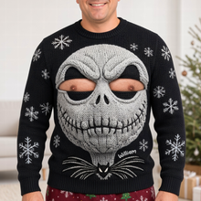 Load image into Gallery viewer, Spooky Fun Awaits! Naughty Skull Knitted Ugly Sweater - Custom Personalized Gift for Him AOP Products PopCulturePrints
