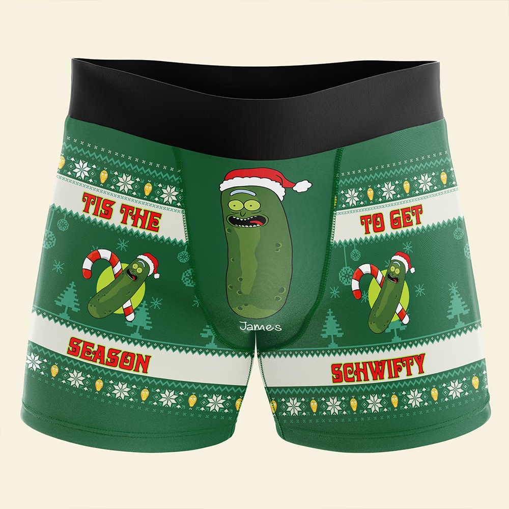 Personalized Naughty Christmas Men's Boxers | Funny Pickle Theme | Valentine's Day Gifts Boxer Briefs PopCulturePrints