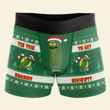 Load image into Gallery viewer, Personalized Naughty Christmas Men's Boxers | Funny Pickle Theme | Valentine's Day Gifts Boxer Briefs PopCulturePrints
