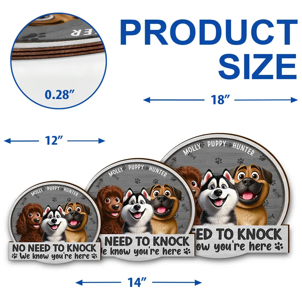"No Need To Knock" - Personalized Custom Shaped Wood Sign for Pet Lovers Wood Shaped Sign PopCulturePrints
