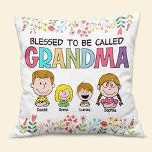 Load image into Gallery viewer, Personalized Cartoon Grandkids Pillow - Blessed To Be Called Grandma
