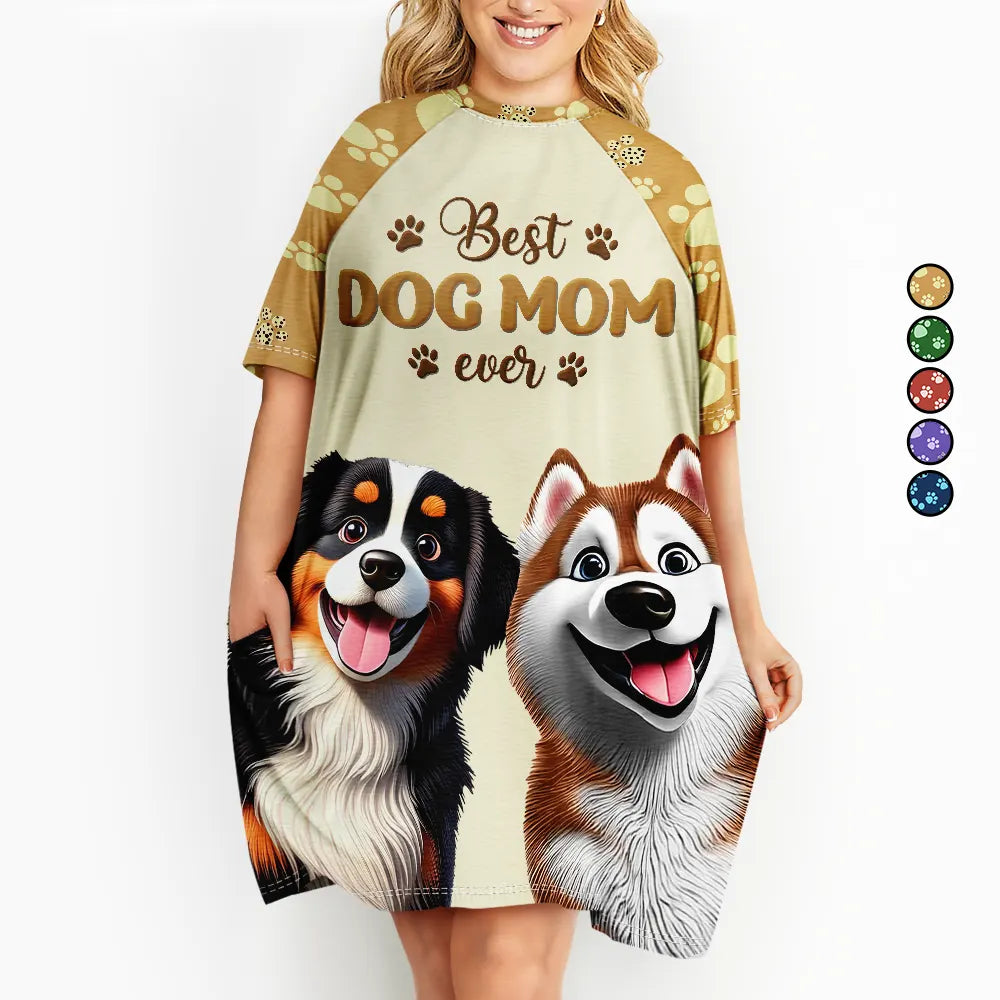 Best Dog Mom Ever 3D Effect - Personalized Women's Sleep Tee Women's Sleep Tee PopCulturePrints