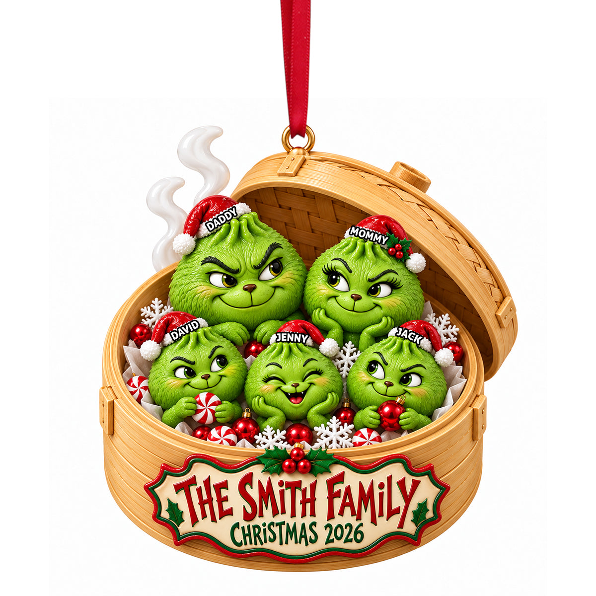 “Celebrate Your Family's Uniqueness” - Personalized Christmas Dumpling Family Ornament