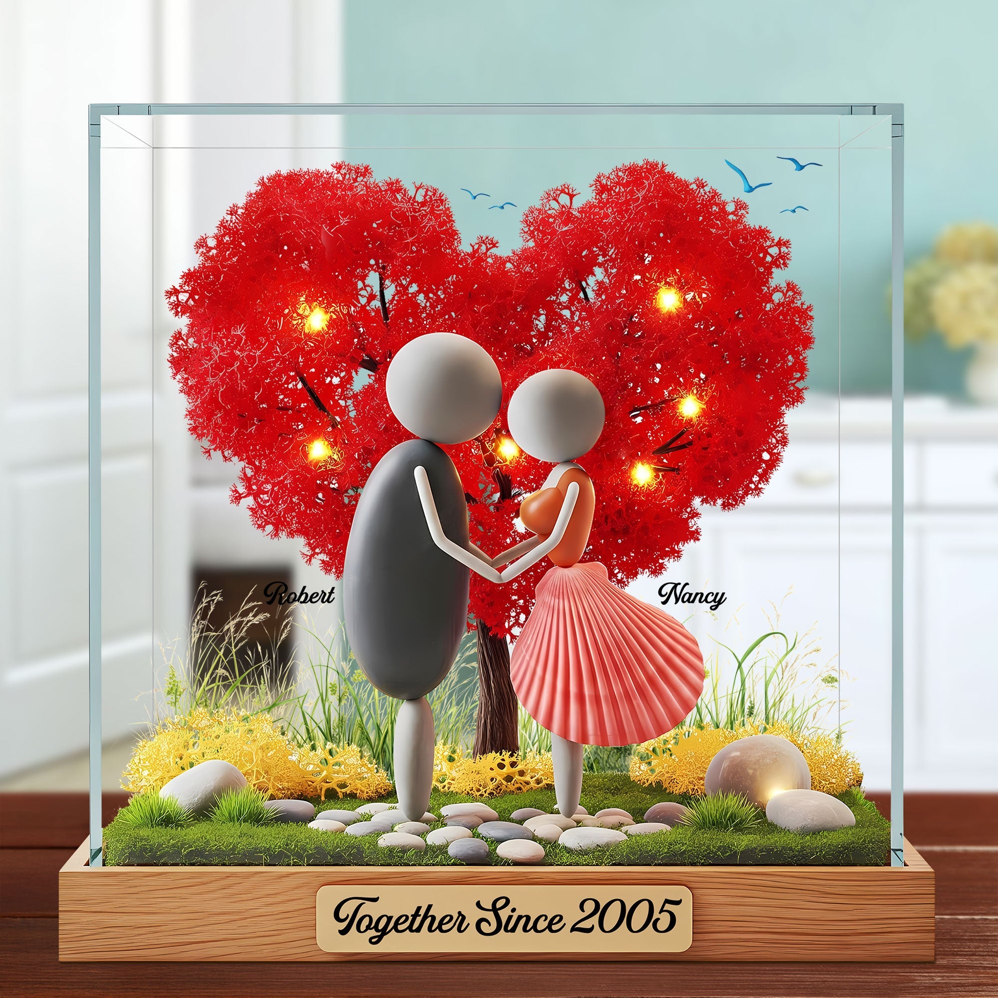 Together Since 2005 - Personalized Pebble Couple Plaque Shaped Plaques PopCulturePrints