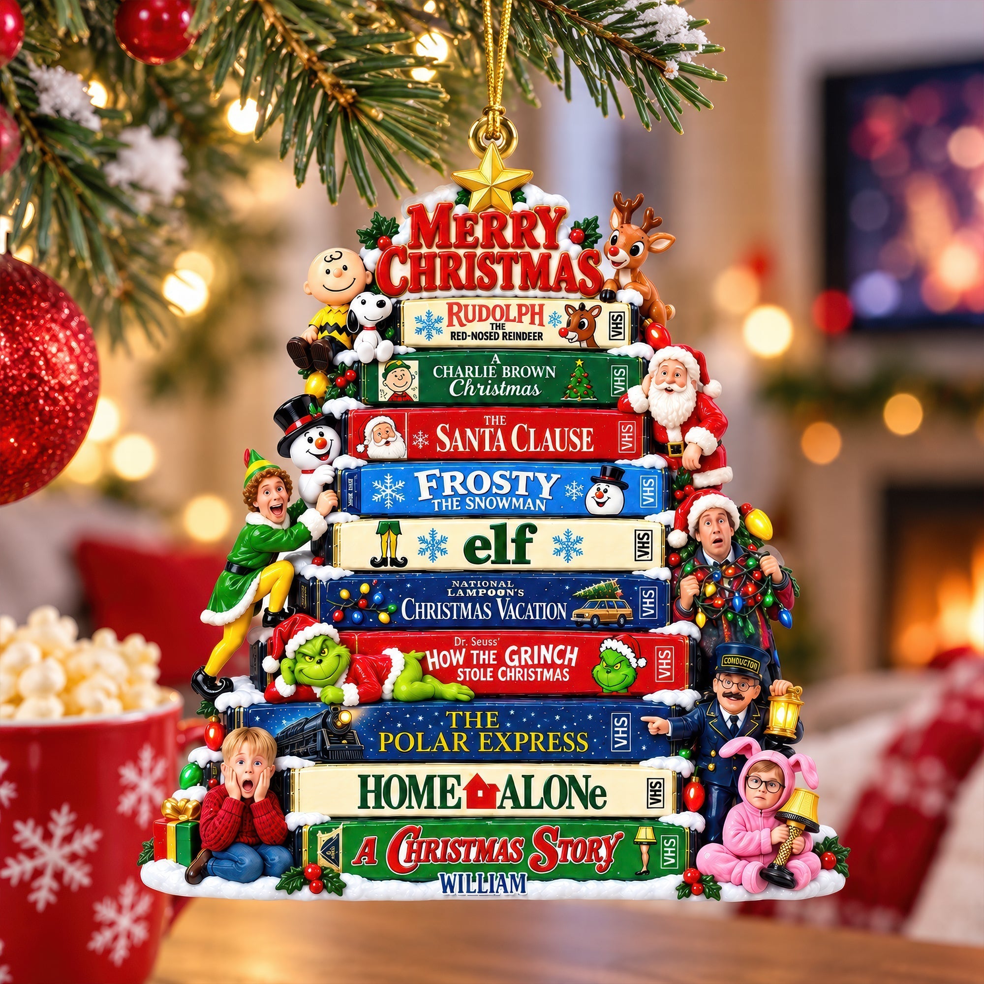 “Let the Joy Begin!” - Personalized Christmas Classics Collection Acrylic Ornament - Custom Gift for Family, Friends, and Loved Ones