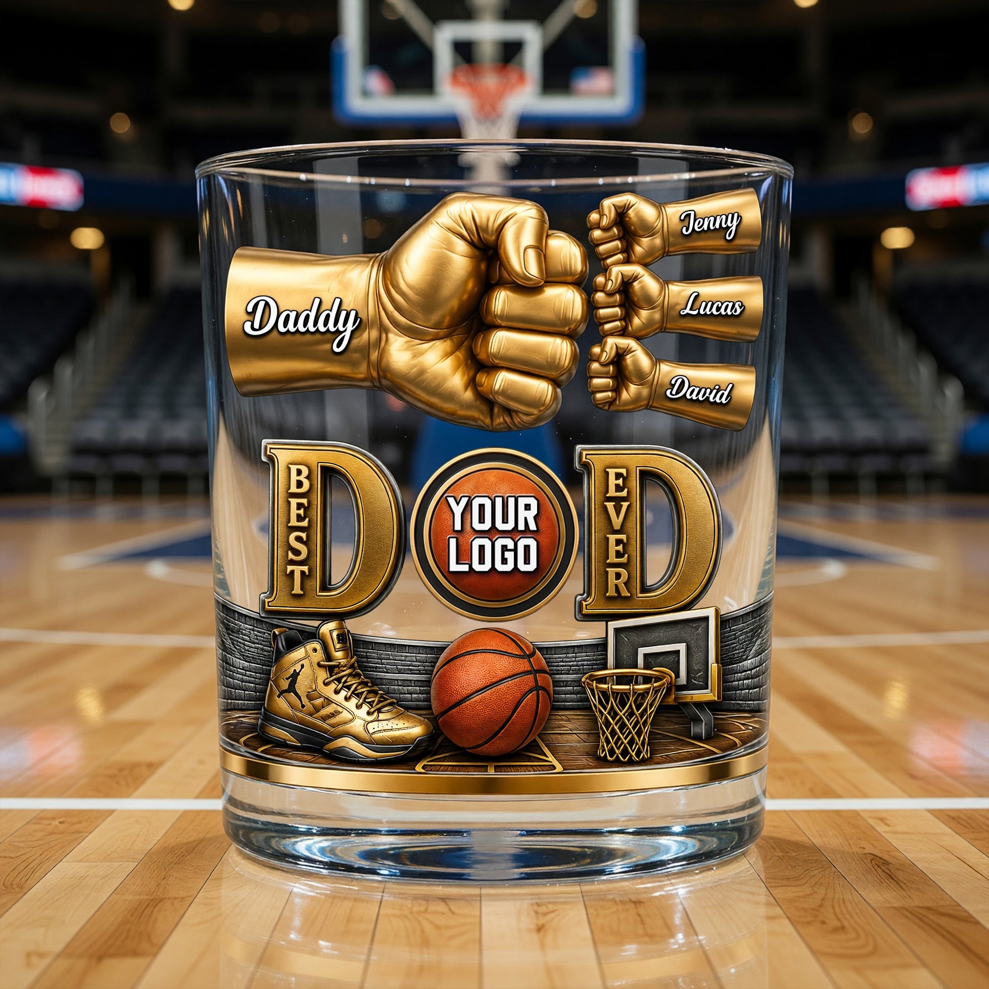 Best Dad Ever - Personalized Sport Lover Dad 11oz Round Glass for Father's Day Glass PopCulturePrints