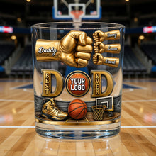 Load image into Gallery viewer, "Best Dad Ever" - Personalized Sport Lover Dad 11oz Round Glass - Unique Gift for Dad, Grandpa, and Sports Enthusiasts Glass PopCulturePrints
