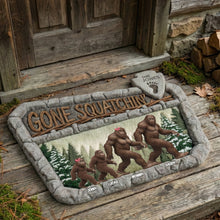 Load image into Gallery viewer, Gone Squatchin' - Personalized Bigfoot Family Shaped Doormat for Wildlife Lovers Doormat PopCulturePrints
