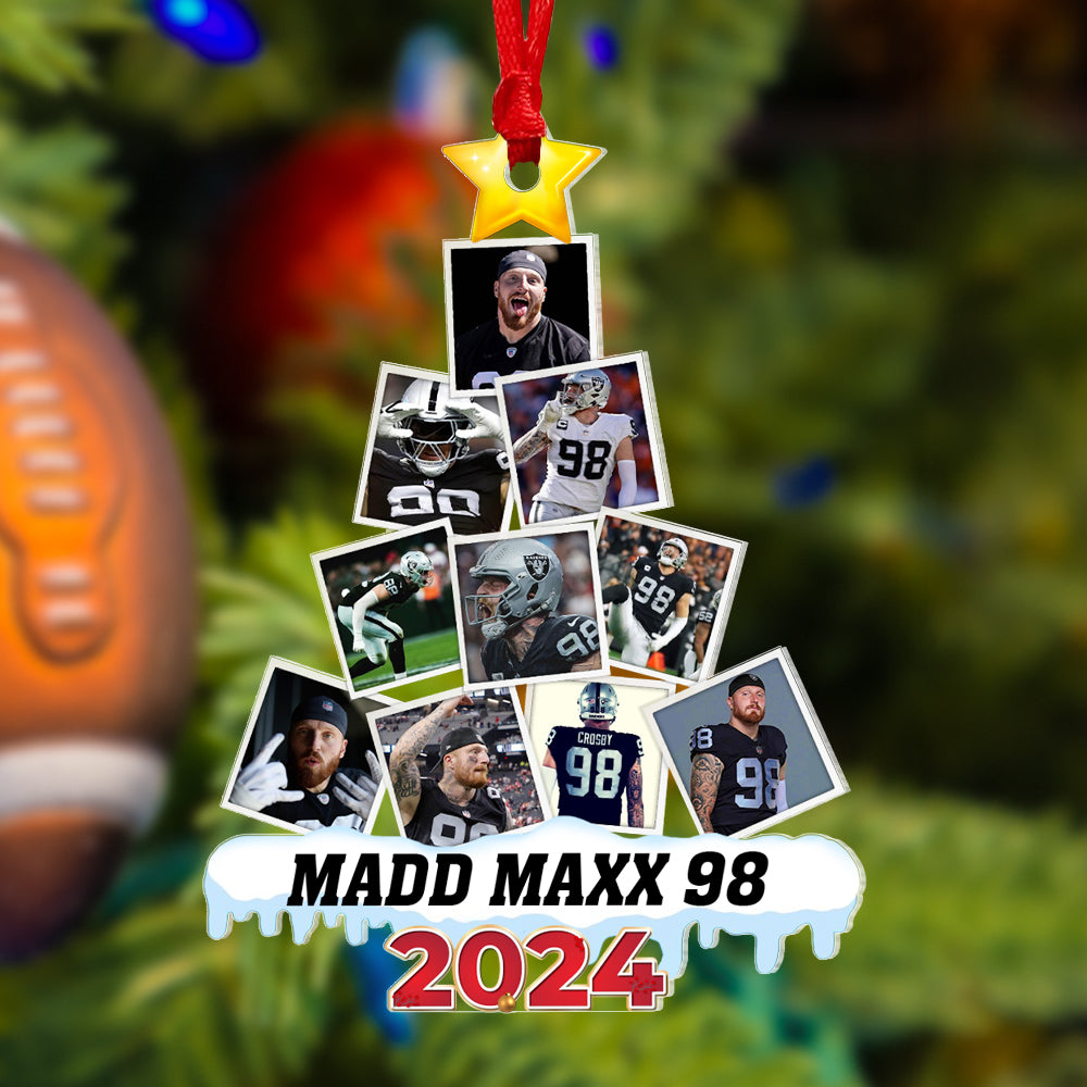 Personalized American Football Fan Christmas Ornament - Madd Maxx 98