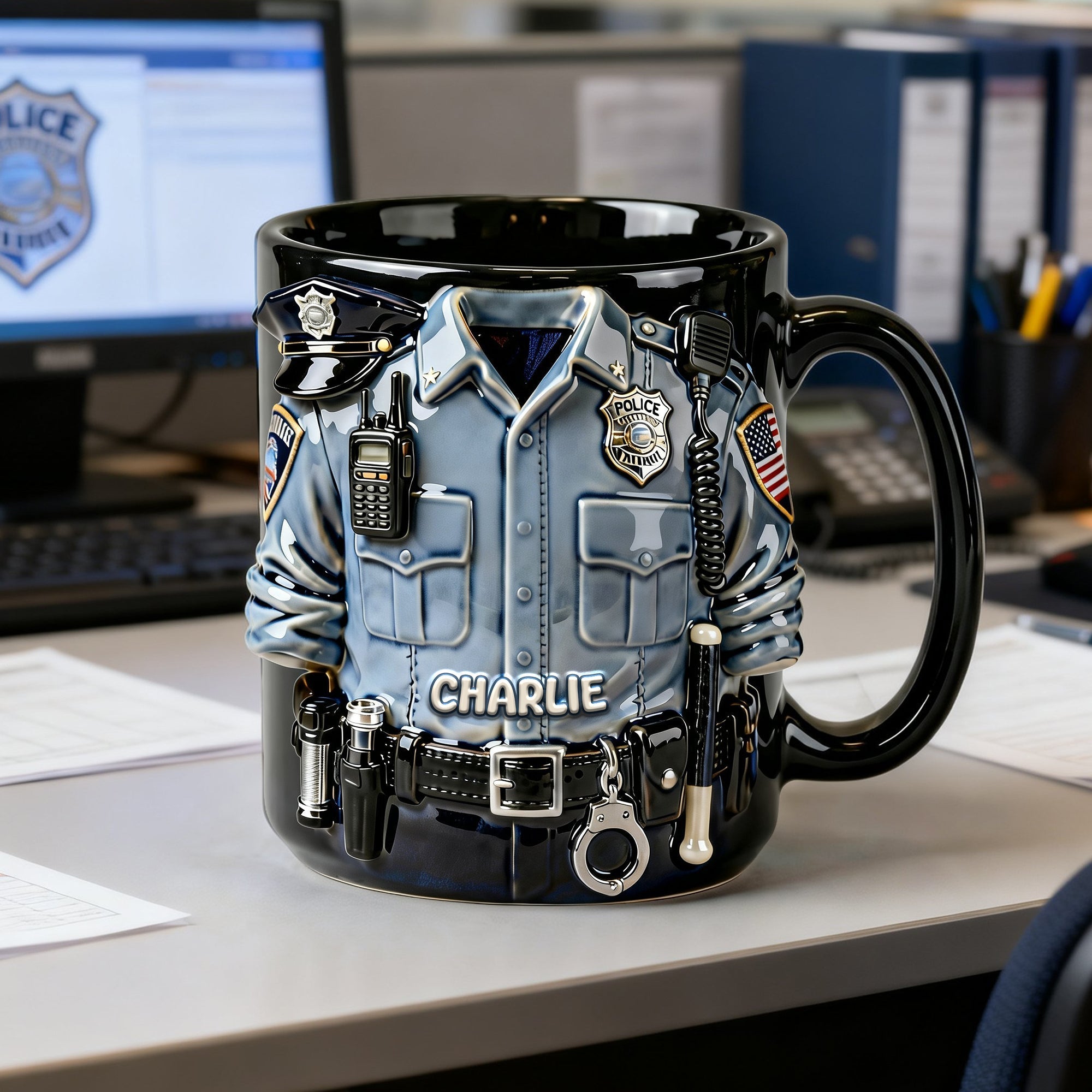 Proud to Serve - Personalized Officer Coffee Mug | Custom Gift for Police Officers, Friends, and Family