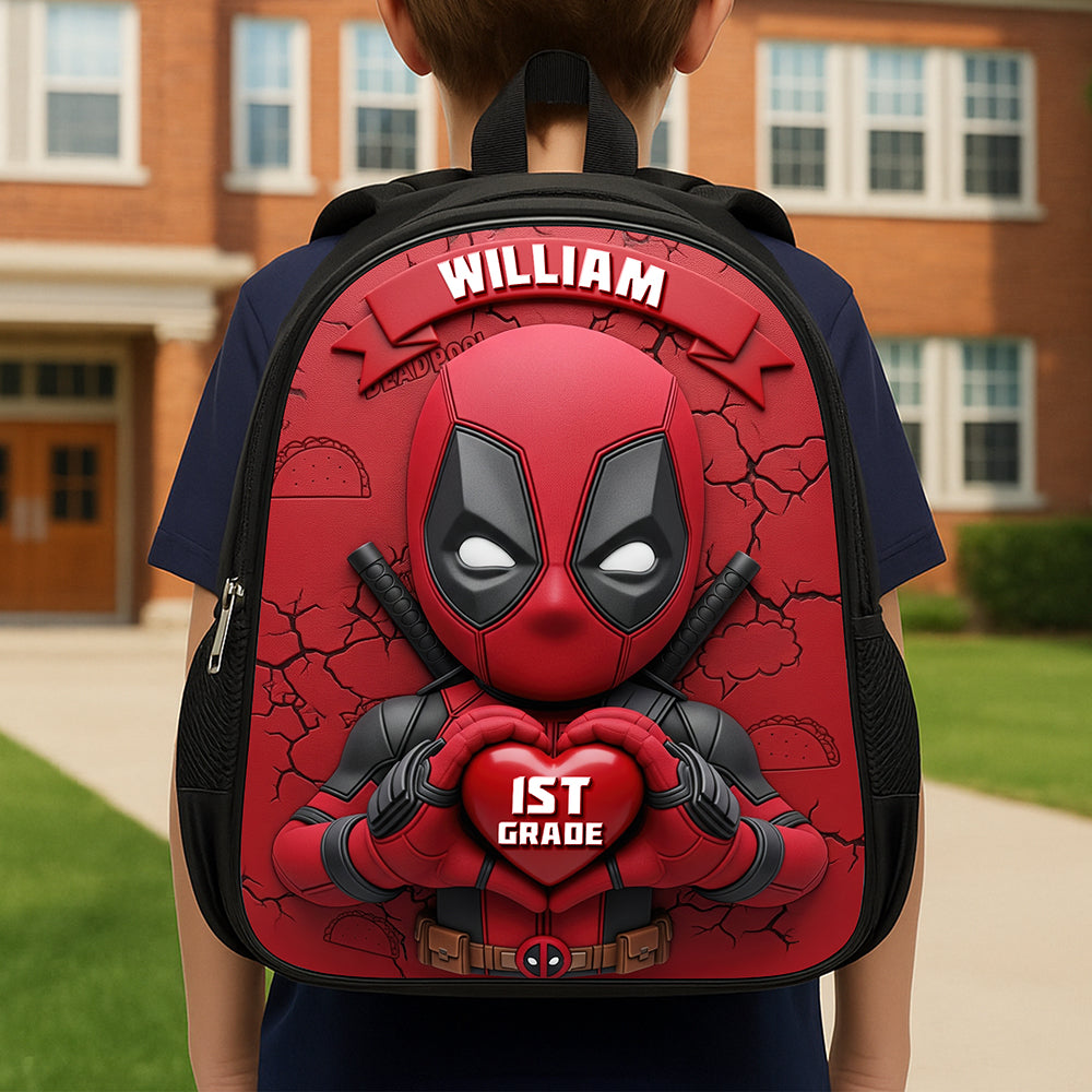 Unleash Your Inner Hero - Red Warrior Themed School Bag - Personalized Gift for Kids Backpack PopCulturePrints