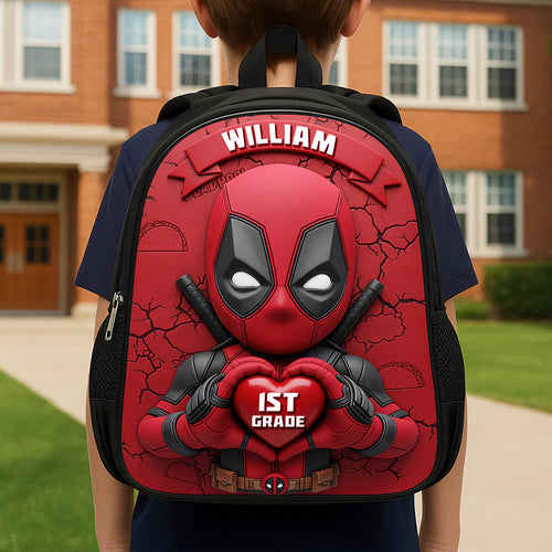 Unleash Your Inner Hero - Red Warrior Themed School Bag - Personalized Gift for Kids Backpack PopCulturePrints