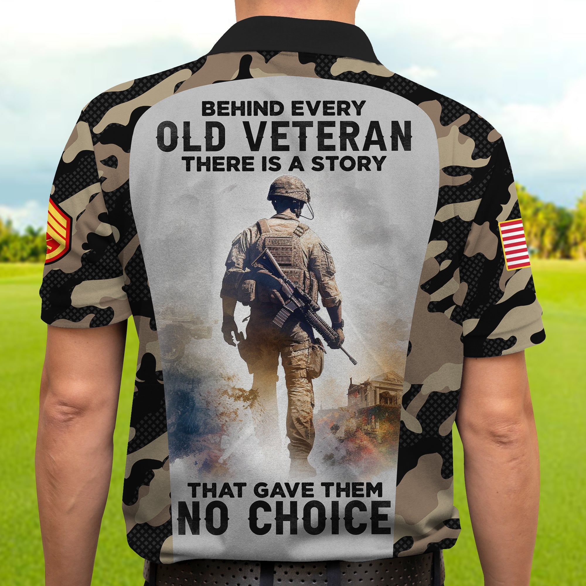 Old Veteran Themed Personalized Military Polo Shirt