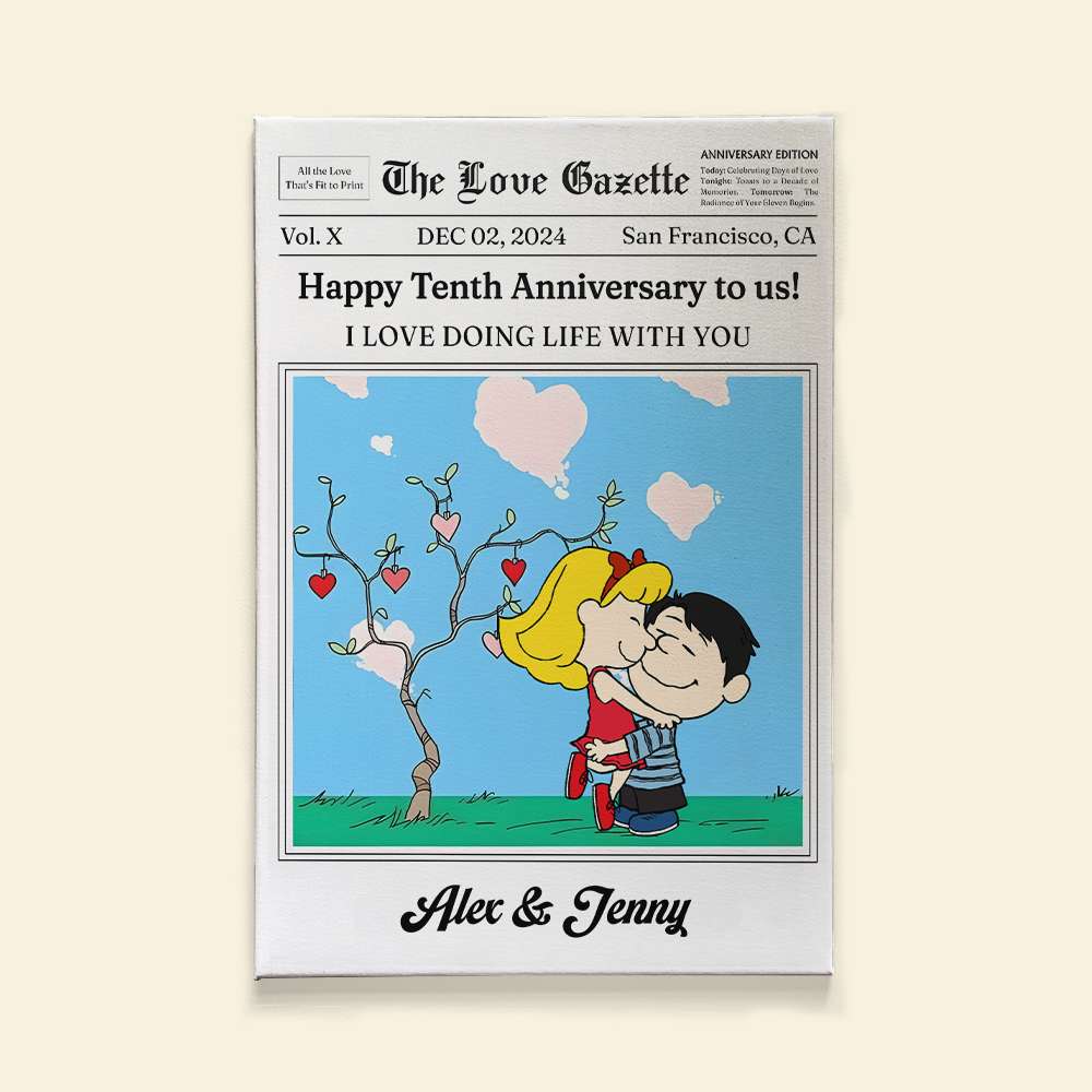 Personalized Anniversary Canvas Print for Couples - Happy Tenth Anniversary Poster & Canvas PopCulturePrints