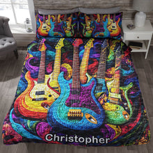 Load image into Gallery viewer, Personalized Guitar Lovers Quilt Bedding Set - Vibrant Melody Design Blanket PopCulturePrints
