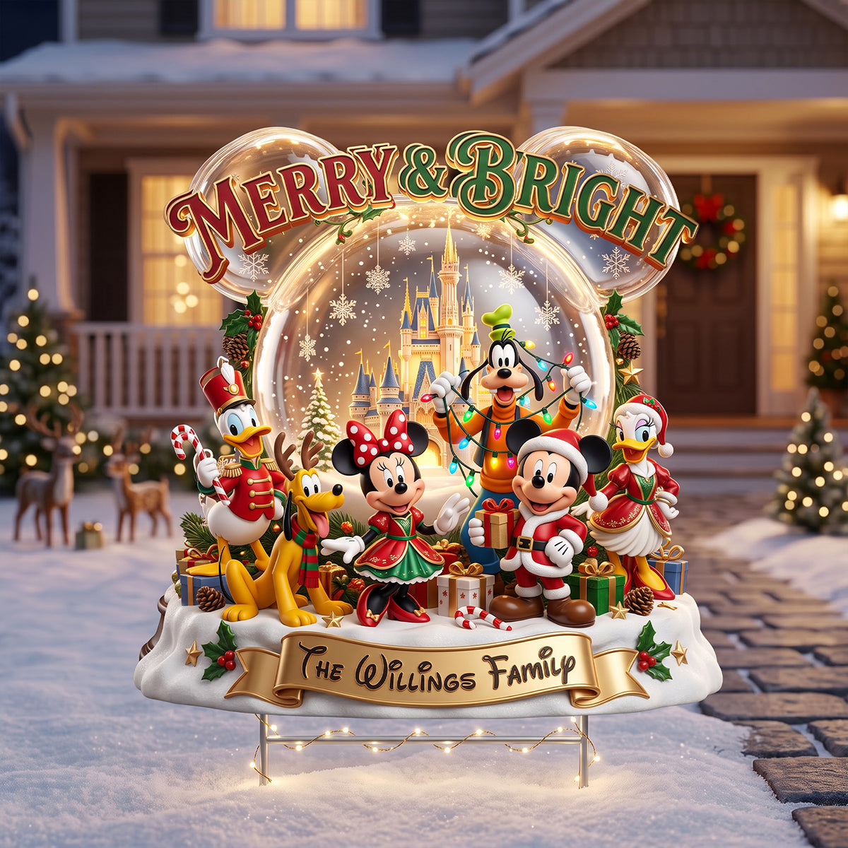 Merry & Bright Family Sign - Personalized Christmas Gift for Families