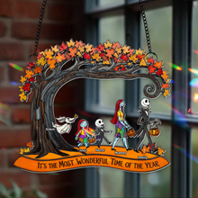 Load image into Gallery viewer, “It’s the Most Wonderful Time of the Year” - Personalized Suncatcher for Family Ornament PopCulturePrints
