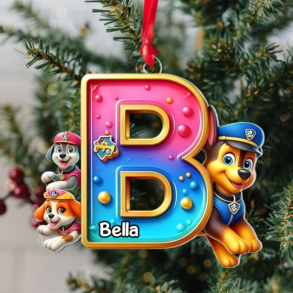 Personalized Christmas Ornament for Dog Lovers - Letter 'L' Ornament PopCulturePrints