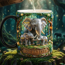Load image into Gallery viewer, Best Dad Ever - Personalized Elephant Dad Magic Coffee Mug | Unique Gift for Dad, Grandpa, and Father's Day Coffee Mug PopCulturePrints
