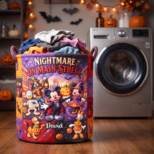 Load image into Gallery viewer, “Embrace the Spooktacular Season!” - Lovely Nightmare Quilted Laundry Basket - Personalized Halloween Gift Laundry Basket PopCulturePrints
