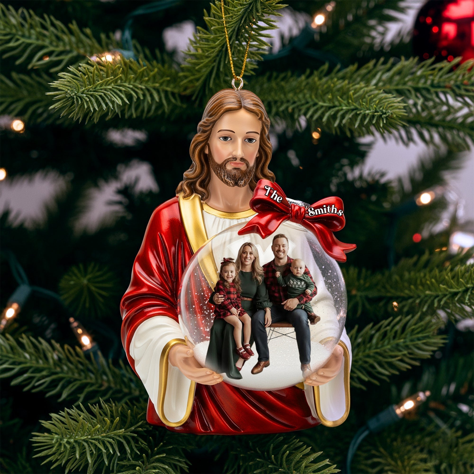 "Bring Joy This Christmas with Personalized Jesus Ornament" - Custom Photo Christmas Ornament, Perfect Gift for Family, Friends, and Christian Believers Ornament PopCulturePrints