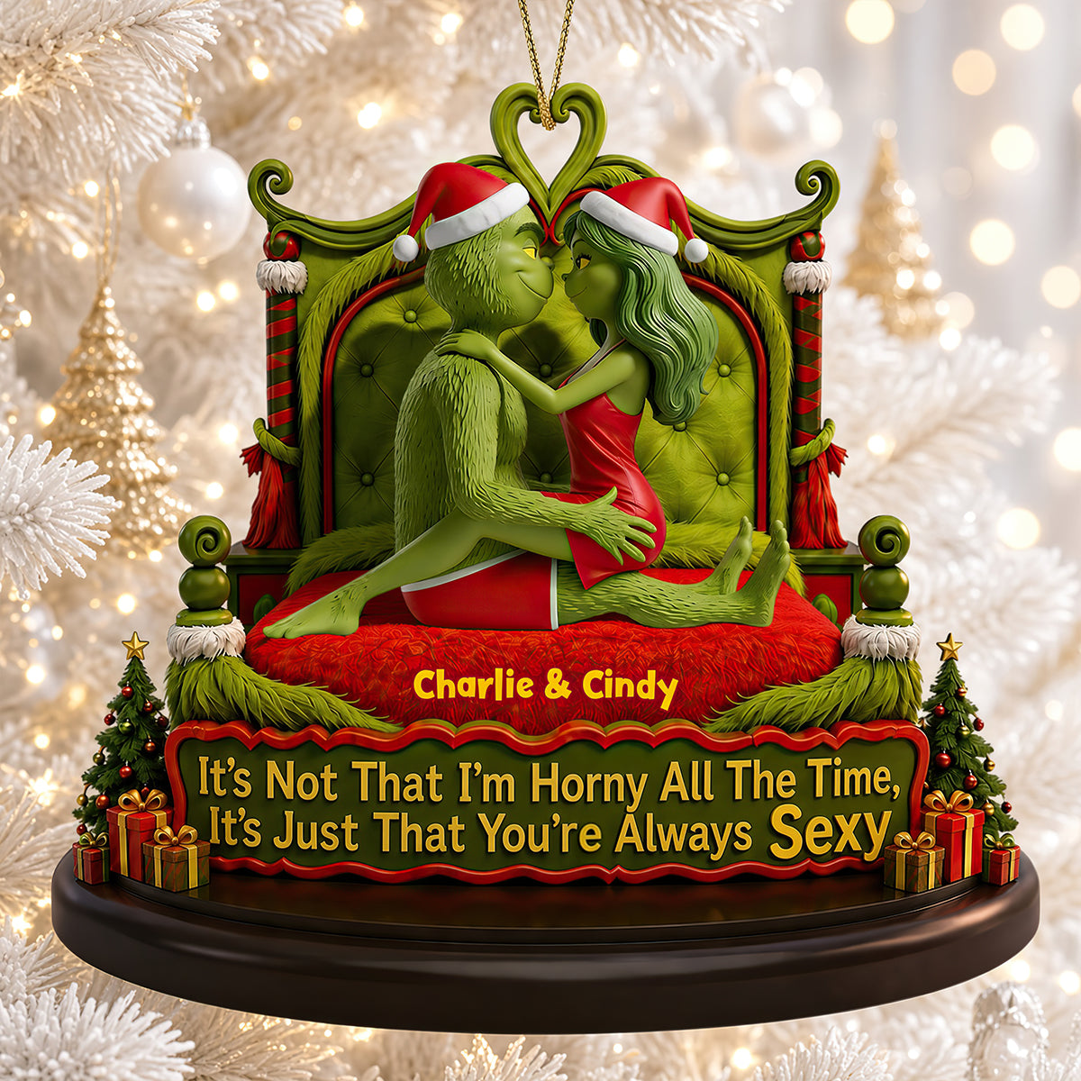 Playful Couple Acrylic Ornament - Personalized Christmas Gifts for Couples