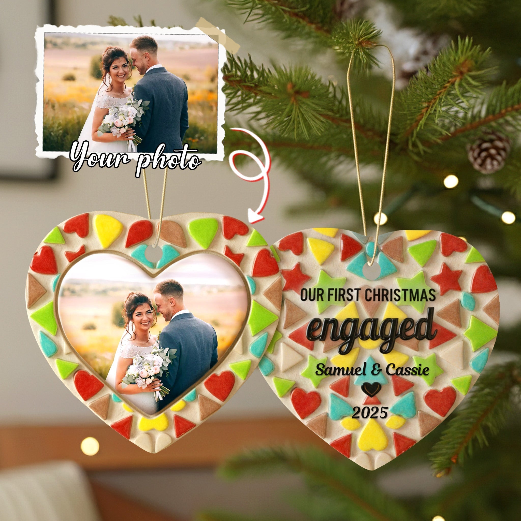 Celebrate Love: Our First Christmas Engaged Ornament - Personalized Gift for Couples Ornament PopCulturePrints