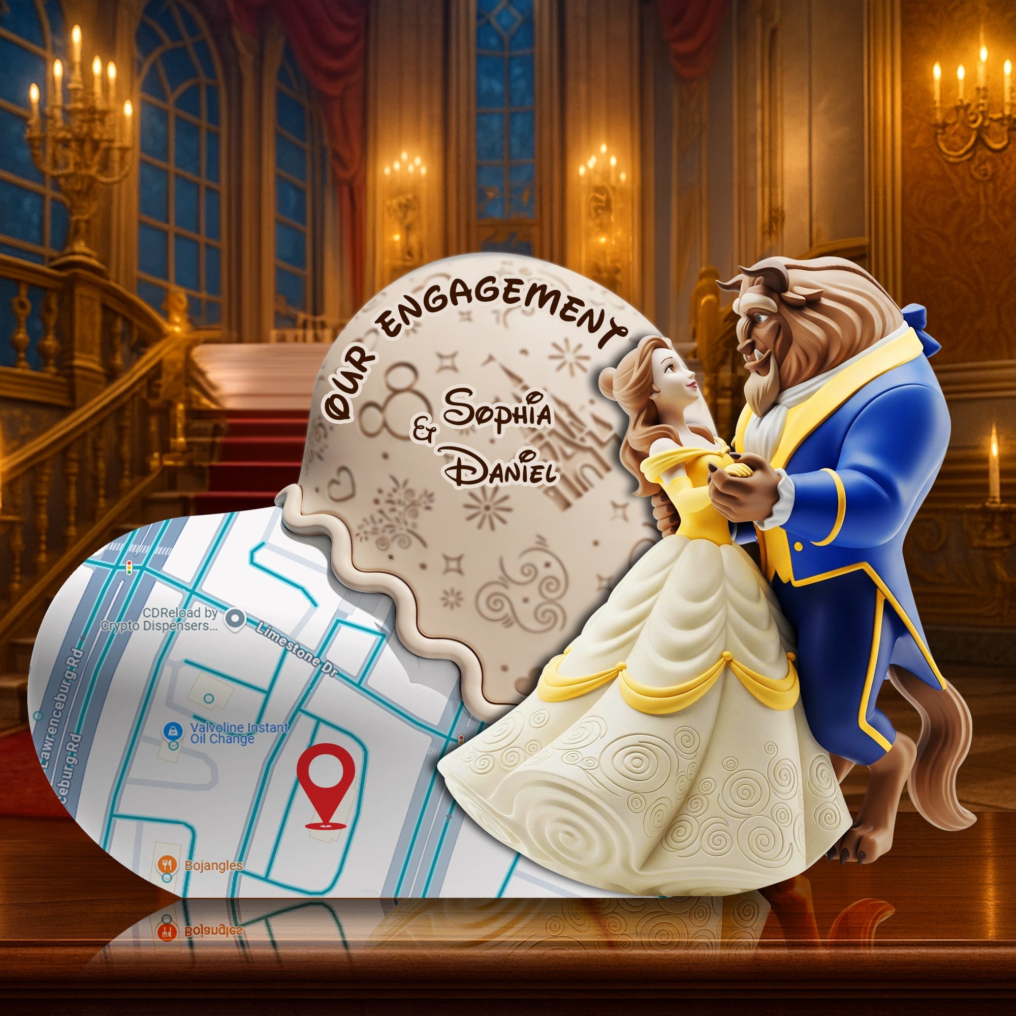 Our Engagement, A Journey of Love - Personalized Couple's Sweet Engagement Acrylic Plaque Shaped Plaques PopCulturePrints