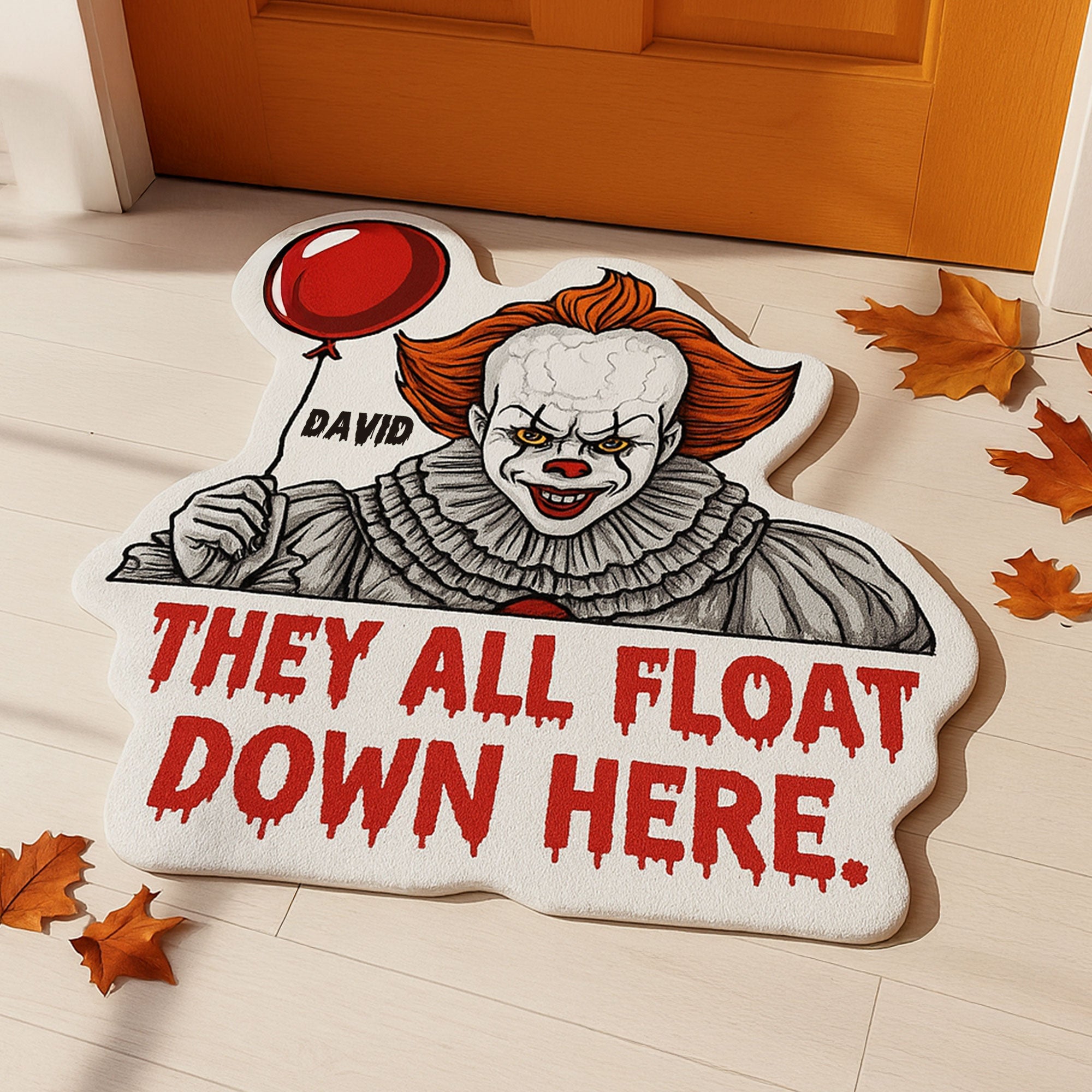 “They All Float Down Here” - Customized Horror Character Doormat - Unique Gift for Horror Lovers Doormat PopCulturePrints