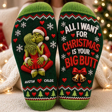 Load image into Gallery viewer, Christmas Wishes &amp; Fun - Personalized Furry Naughty Couples Socks
