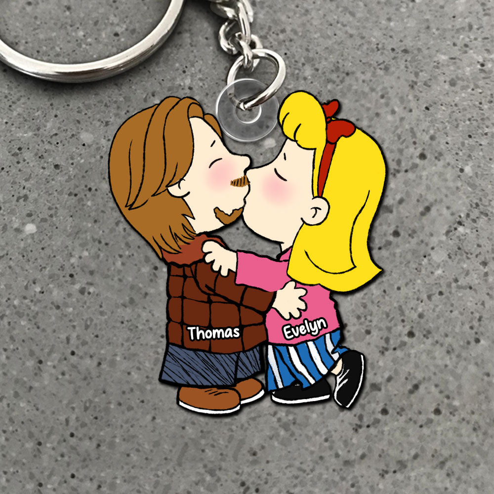 Custom Couple Kissing Keychain - Personalized Valentine's Day Gifts for Lovers Keychains PopCulturePrints