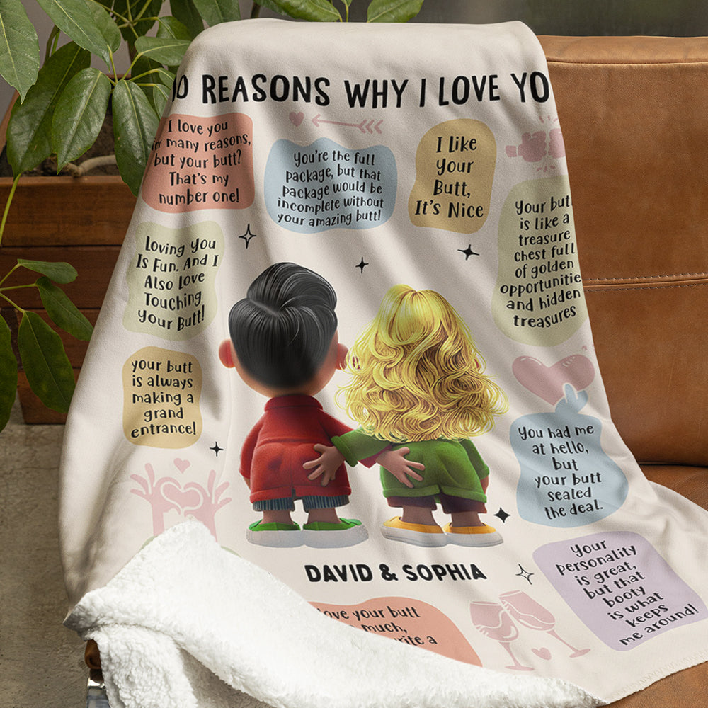 Personalized Couple Blanket - 70 Reasons Why I Love You Blanket PopCulturePrints