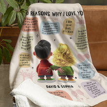 Load image into Gallery viewer, Personalized Couple Blanket - 70 Reasons Why I Love You Blanket PopCulturePrints
