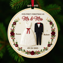 Load image into Gallery viewer, Our First Christmas as Mr &amp; Mrs - Personalized Couple Wedding Ornament Ornament PopCulturePrints
