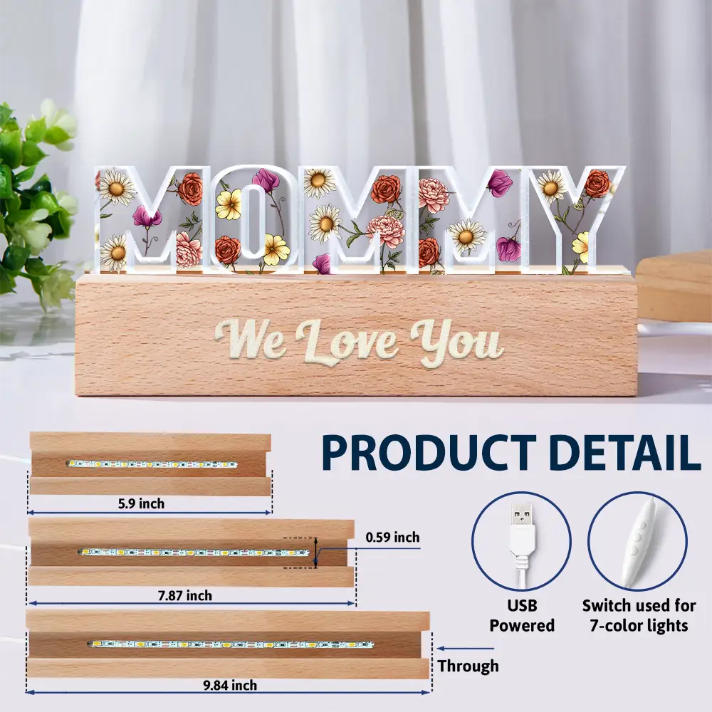 Mommy, We Love You - Personalized LED Light Gift for Mom & Grandma Custom Shaped LED Light PopCulturePrints