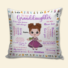 Load image into Gallery viewer, Personalized Granddaughter Pillow - Princess Design Pillow PopCulturePrints
