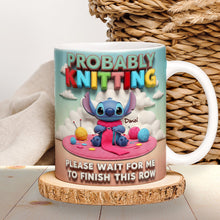 Load image into Gallery viewer, “Probably Knitting” - Fun and Personalized Tropical Alien Coffee Mug for Knitting Lovers Coffee Mug PopCulturePrints
