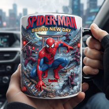 Load image into Gallery viewer, “Every Day is a New Adventure” - Personalized Warrior Fresh Start Magic Mug - Custom Gift for Spider-Man Fans
