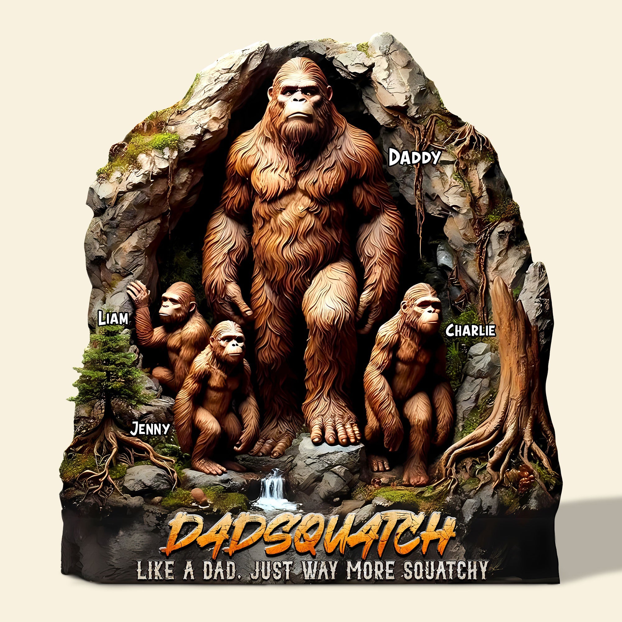 Dadsquatch - Like a Dad, Just Way More Squatchy - Personalized Gifts for Dad Shaped Plaques PopCulturePrints