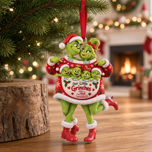 “Celebrate Family Mischief with Our Grinchy Ornament” - Personalized Family Acrylic Ornament - Gift for Everyone Ornament PopCulturePrints