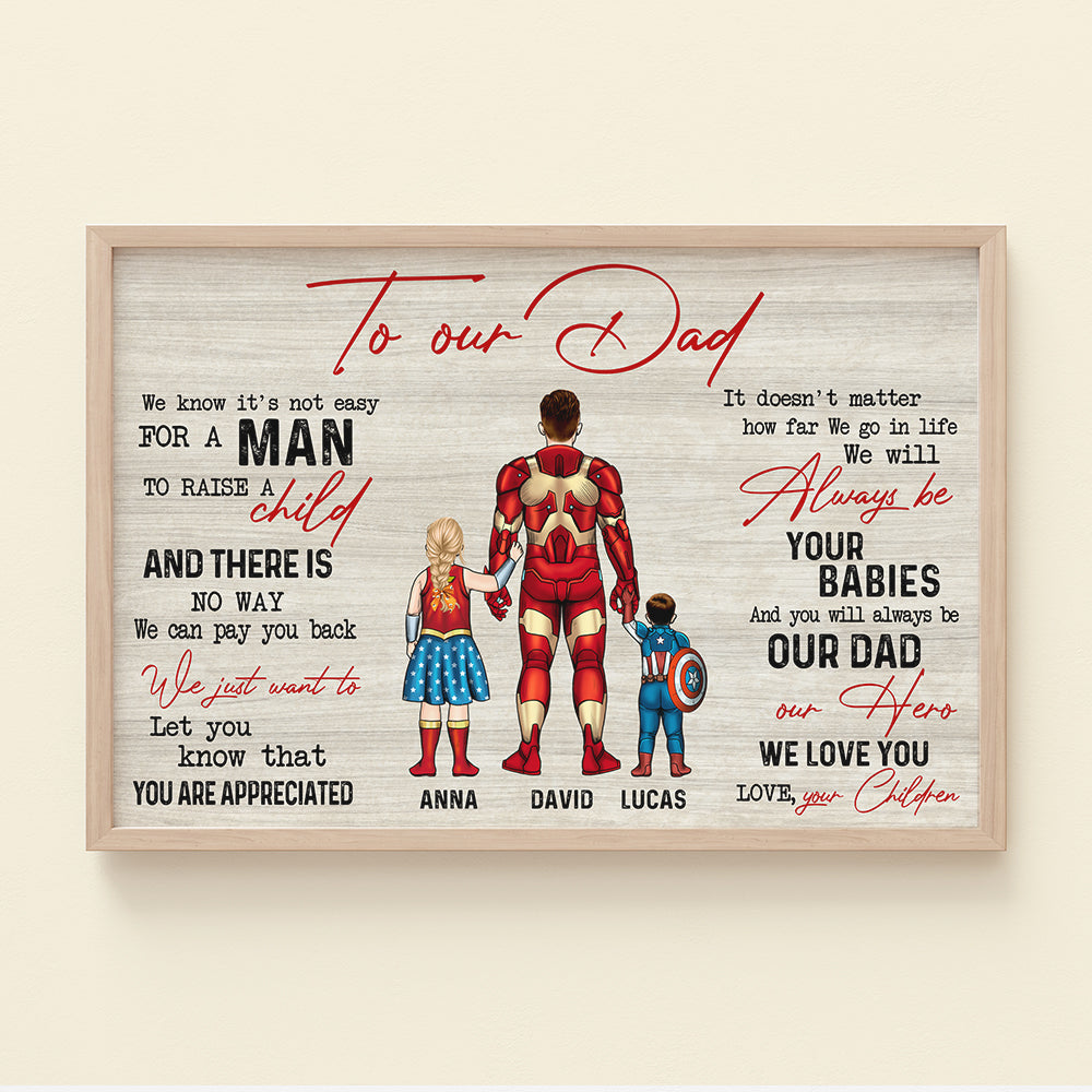 Hero Dad Personalized Canvas Print - Perfect Father's Day Gift Poster & Canvas PopCulturePrints