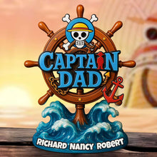 Load image into Gallery viewer, “The Captain of Our Hearts” - Pirate Dad Acrylic Plaque Gifts For Dad Shaped Plaques PopCulturePrints
