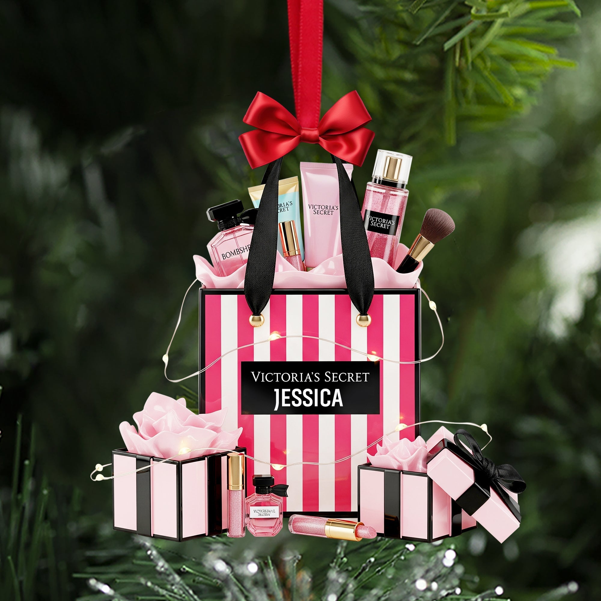 Spread Happiness with Our Luxury Beauty Kit Ornament - Personalized Christmas Gifts for Makeup Lovers Ornament PopCulturePrints