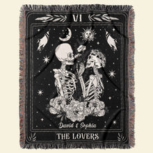 Load image into Gallery viewer, The Lovers Custom Woven Blanket - Personalized Skull Couple Gift
