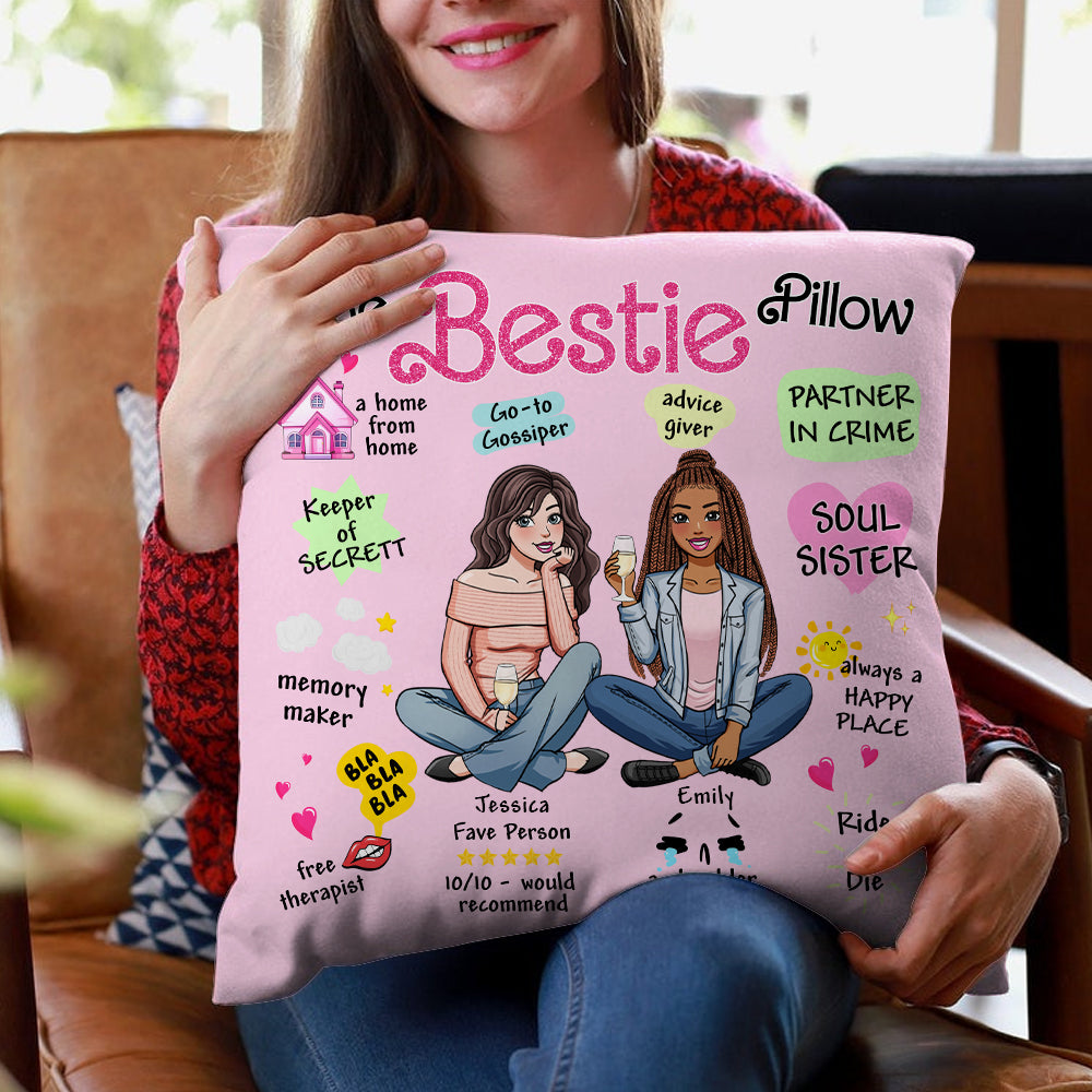 Personalized Best Friends Square Pillow Pillow PopCulturePrints