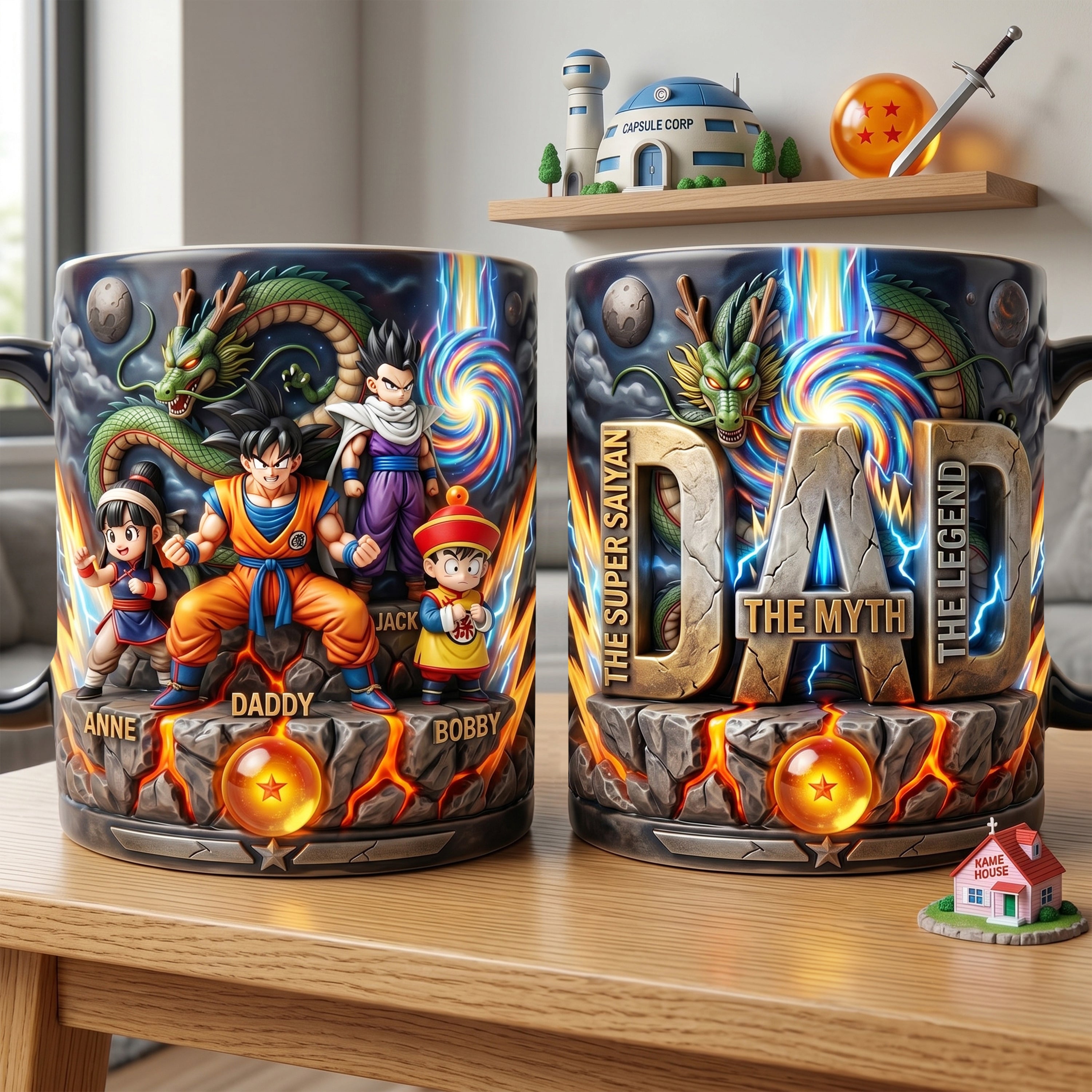 “The Legend of Dad: Super Saiyan Power” - Personalized Magic Mug for Dads, Grandpas, and Father Figures Coffee Mug PopCulturePrints