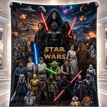 Load image into Gallery viewer, “Celebrate 50 Years of Adventure!” - 50th Anniversary Cosmic Blanket - Personalized Gift for Star Wars Fans Blanket PopCulturePrints
