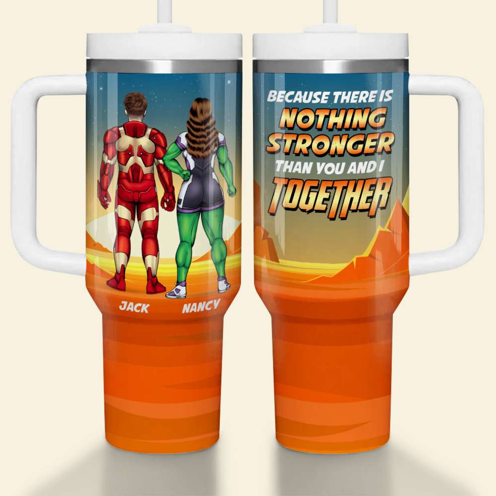 Personalized Superhero Couple Tumbler - You and I Together Tumbler Cup PopCulturePrints