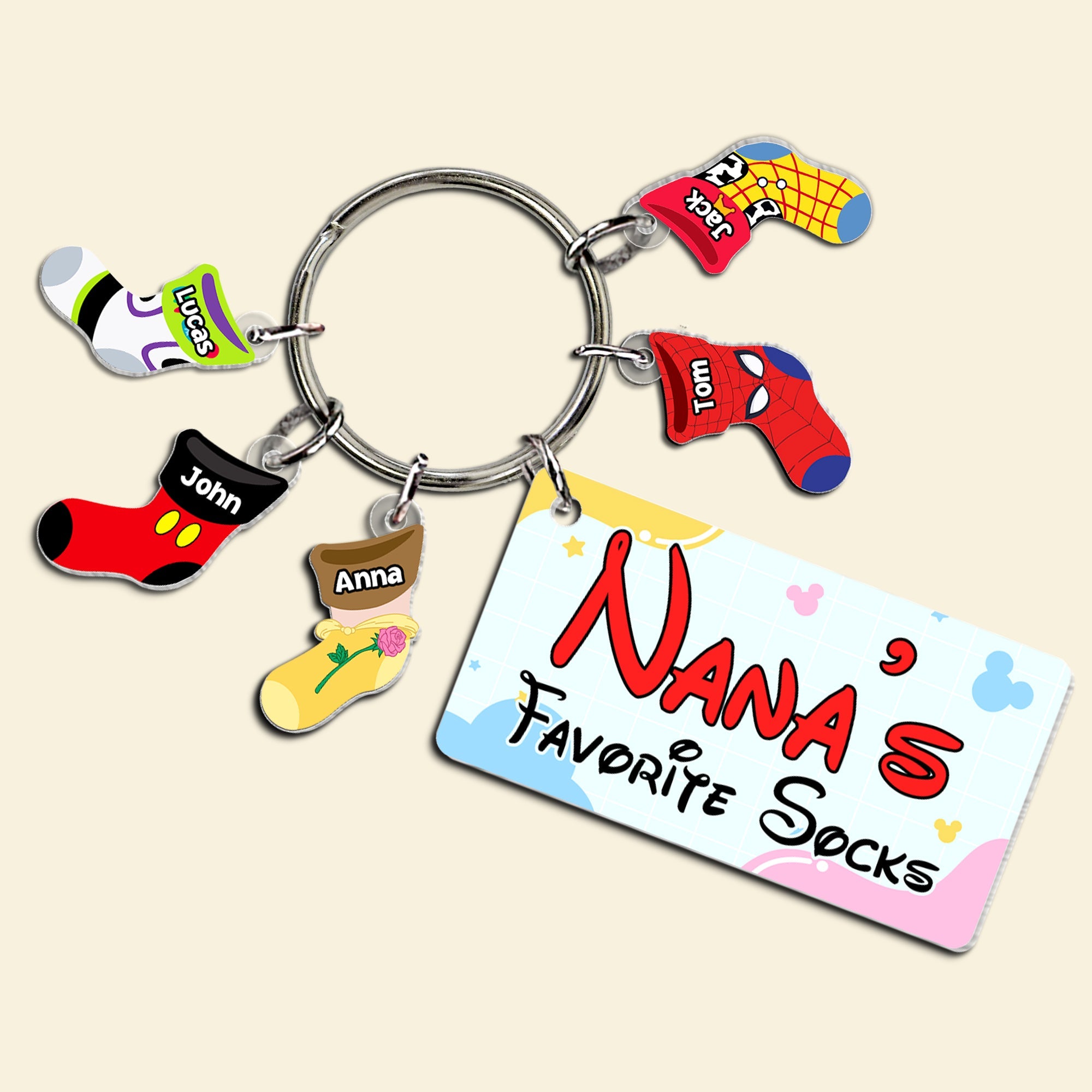 Personalized Grandma's Favorite Socks Keychain Keychains PopCulturePrints